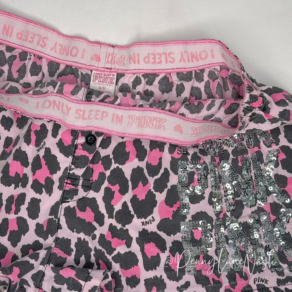 Victoria's Secret Leopard Print Sequined Logo PJ Shorts - Picture 7 of 8